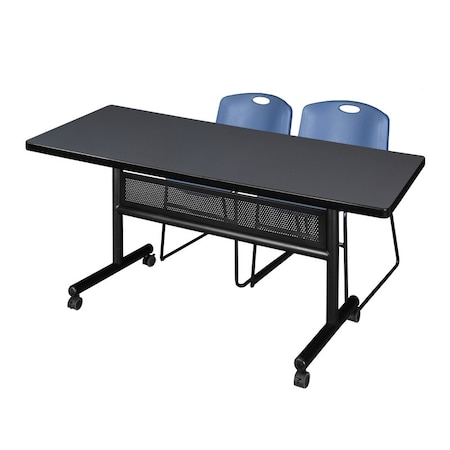 Kobe Rectangle FlipTop Table, 72" W, 29" H, Laminate Top, Gray MKFTM7230GY44BE